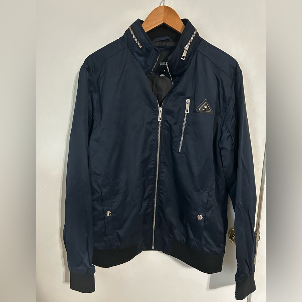 River Island Dark Blue Windbreaker Jacket